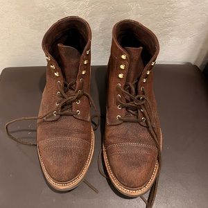 Custom made boots size 9.5D in moose leather from Parkhurst brand.